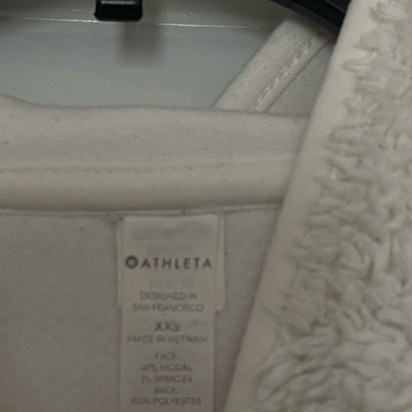 ATHLETA Women’s XXS Cozy Sherpa Reversible Cream Full Zip Jacket Hoodie - Picture 3 of 7